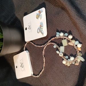 CHRISTOPHER and BANKS faux jade earrings and necklace set